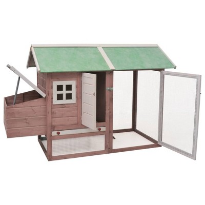 vidaXL Chicken Coop Brown and Green Solid Pine/Fir Wood - Mocha