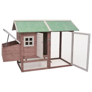 vidaXL Chicken Coop Brown and Green Solid Pine/Fir Wood - Mocha - 1 of 4