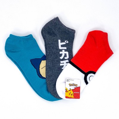 Pokemon Ankle Socks - Poke Ball/pikachu Sitting/snorlax - 3pk : Target