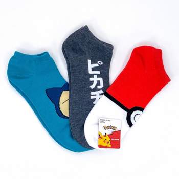 Pokemon Ankle Socks - Poke Ball/Pikachu Sitting/Snorlax - 3pk