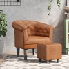 vidaXL Brown Faux Leather Tub Chair with Footstool - Modern Seating for Living Room, Bedroom & Home Office - 2 of 4