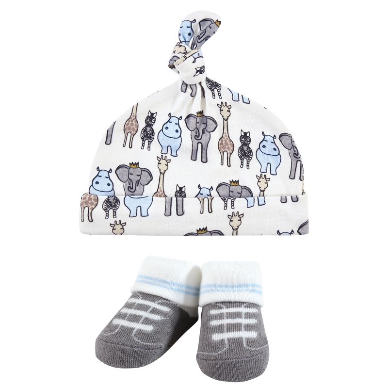 Hudson Baby Infant Boy Cap and Socks Set, Royal Safari, 0-9 Months, 4 of 7