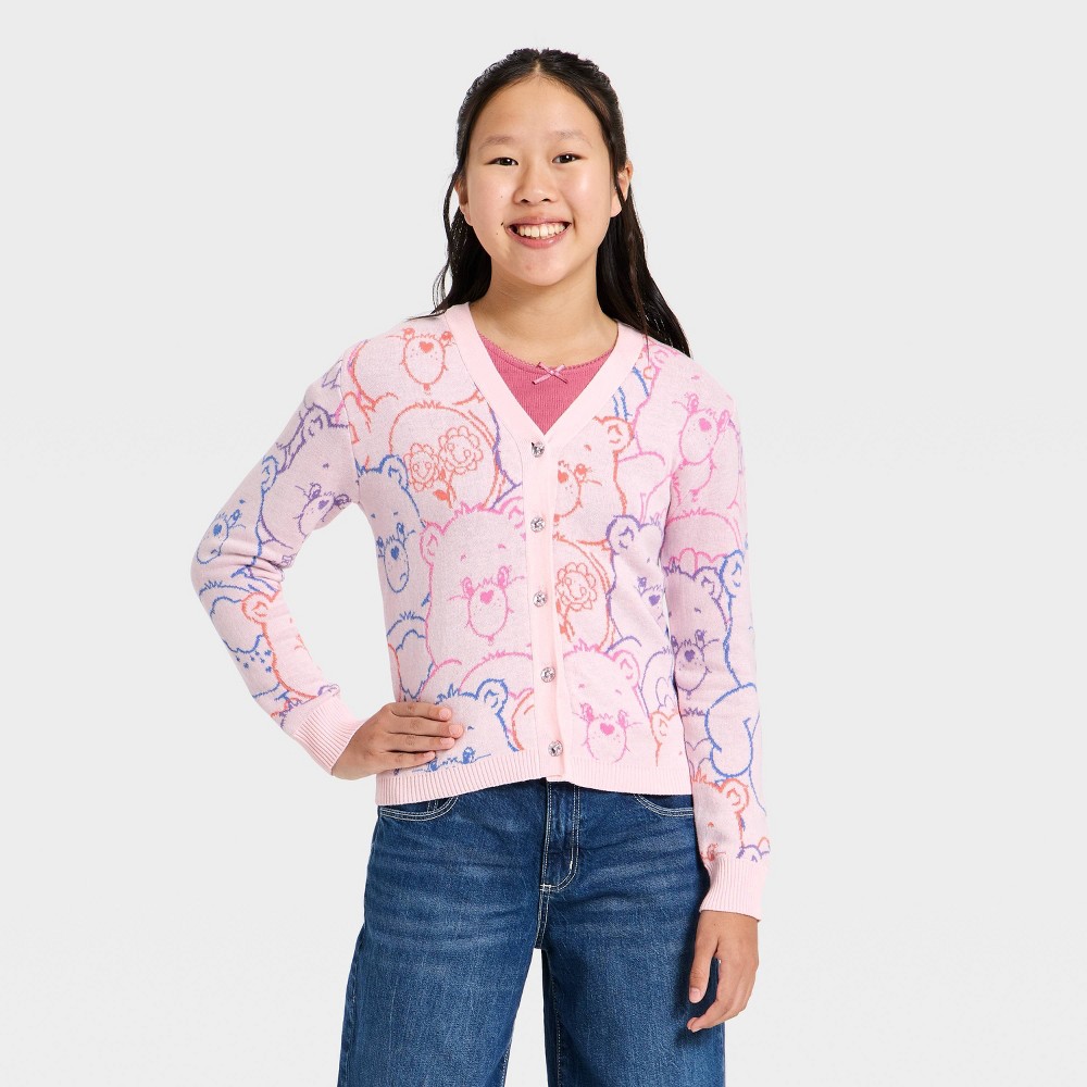 Girls' Care Bears Button-Down Cardigan Sweater - Pink M