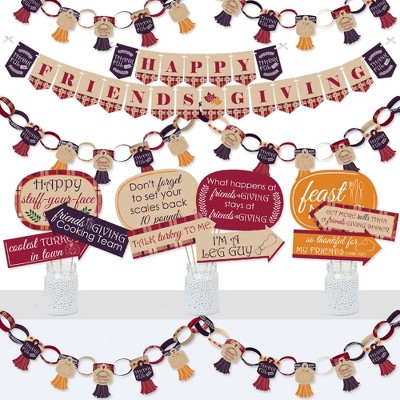 Big Dot of Happiness Friends Thanksgiving Feast - Banner and Photo Booth Decorations - Friendsgiving Party Supplies Kit - Doterrific Bundle