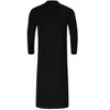 Men's Long Sleeve Kaftan Thobe Casual Lace up Robe Side Split Long Gown Linen Shirt with Pockets Black L - 3 of 4