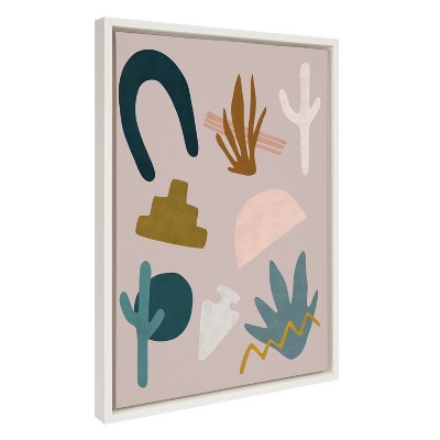 Desert Shapes Abstract Bohemian Canvas Print, 18x24, White Frame