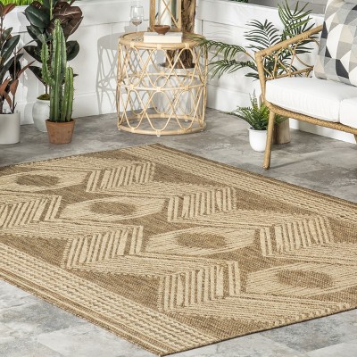 Ranya Modern Tribal 4' x 6' Light Brown Synthetic Area Rug