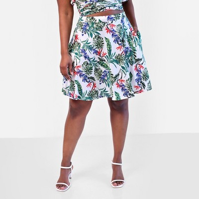 Rebdolls Women's Capri Tropical Print Mini Skater Skirt