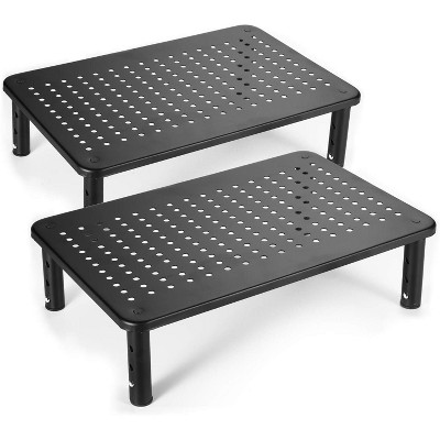 Snynuxx 2PK Monitor Stand Riser, Metal Computer Stand Riser with Mesh Platform, 3 Height Adjustable Screen Riser for Laptop, Computer, PC, Notebook