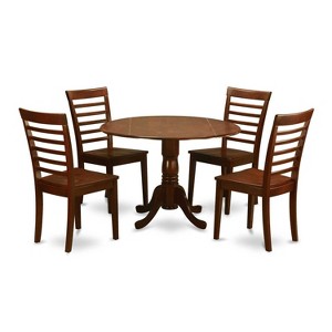 Victorian Kitchen Table Set with Chairs - Round Drop Leaf Dinette Set - Asian Hardwood Dining Room Furniture - 1 of 4