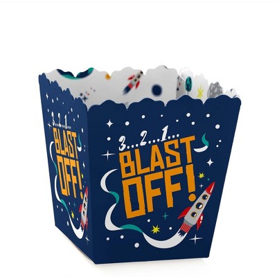 Big Dot of Happiness Blast Off to Outer Space - Party Mini Favor Boxes - Rocket Ship Baby Shower or Birthday Party Treat Candy Boxes - Set of 12