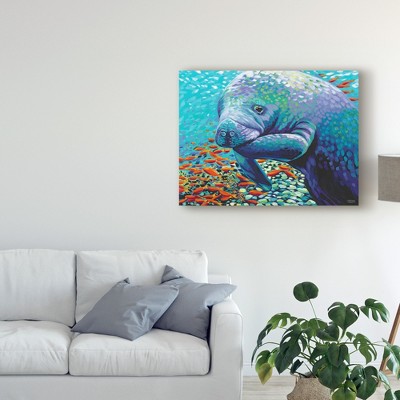 Vibrant Underwater Manatee Canvas Art for Kids, 18x24