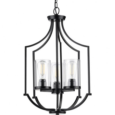 Progress Lighting, Lassiter Collection, 3-Light Foyer, Brushed Nickel, Clear Glass Shades