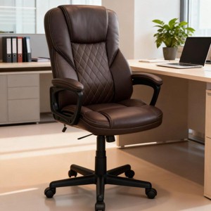 High Back PU Leather Executive Office Chair with Padded Armrests and Adjustable Height, Swivel Rolling Desk Chair for Home or Work-3irtyhousy - 1 of 4