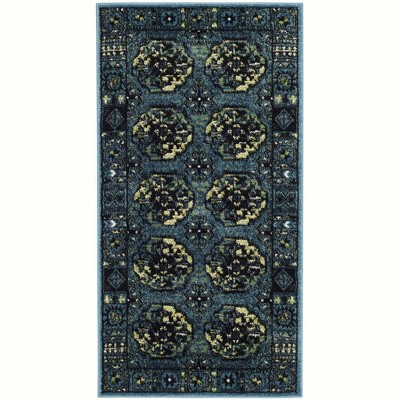 Blue Rectangular Synthetic Stain-Resistant Area Rug
