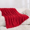Itopfox Red Fleece Throw Blanket for Couch Sofa Bed, Super Soft Cozy Plush Microfiber Flannel Blanket with 3D Checkered Design for Adults Women Girls - 2 of 4