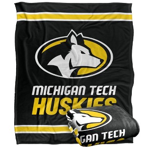 Michigan Tech University Primary Logo Stripes Silky 50x60 Blanket, 1 Sided - 1 of 4