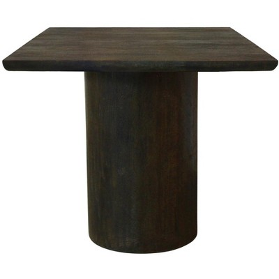 HomeRoots 24" Dark Brown Distressed Solid Wood Square Pedestal End Table