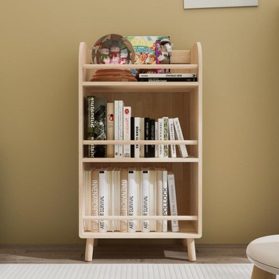 PDTEND Pine Solid Wood Bookshelf with 0.6" Thick Shelves, 19.69"W x 36.61"H, Natural