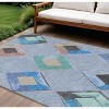 Denim Blue Mint Green And Gray Geometric Washable Indoor Outdoor Area Rug - 2 of 4