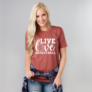 Simply Sage Market Women's Live Love Basketball Short Sleeve Graphic Tee - 1 of 4