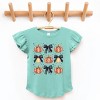 Coquette Black Bow Pumpkin Chart - Flutter Sleeve Graphic T-Shirt - 2 of 4