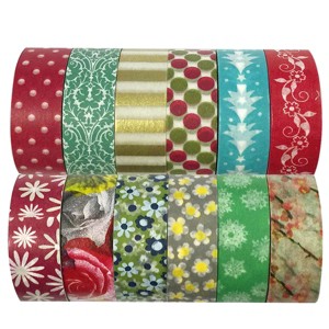 Wrapables Washi Tapes Decorative Masking Tapes, Set of 12 - 1 of 4