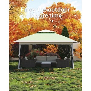 13x13FT Pop-Up Gazebo: Outdoor tent with mesh cover, adjustable height canopy, perfect for backyard and patio use, includes carry bag. - 1 of 4
