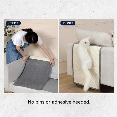 Dove Grey Sisal Cat Couch Protector with Back Rest