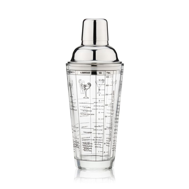 True Glass Cocktail Shaker with Cocktail Recipes, Clear Glass Shaker with Strainer, 13.5 oz, 5 of 12