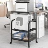 Printer Stand, Large Printer Table with Power Outlets and USB Ports, Mobile Printer Stand, 3 Tier Rolling Printer Cart with Adjustable Storage Shelf - 4 of 4