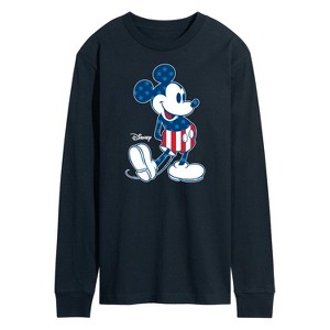 Men's - Disney - Mickey Flag Pattern Long Sleeve Graphic T-Shirt - 1 of 4