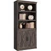 Garvee Farmhouse Wooden Bookcase with 5 Open Shelves and Closed Cabinets, Durable Engineered Wood Storage Shelf - 2 of 4