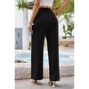Women's Wide Leg Pants High Waist Work Business Office Trousers Casual Suit Pants Back Elastic with Pockets - 2 of 4