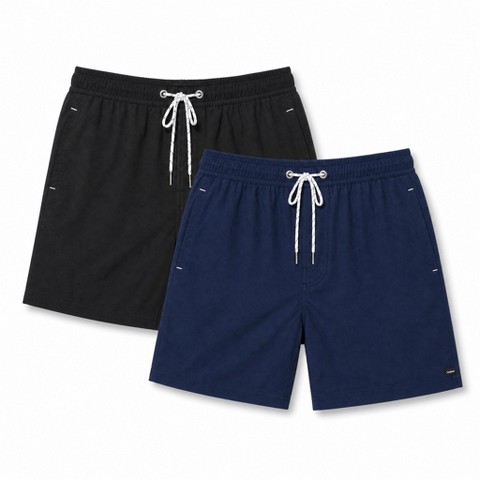 Laguna Men's 2-Pack New Islander 6 Inch Volley Swim Trunks, Black/Iris, Large