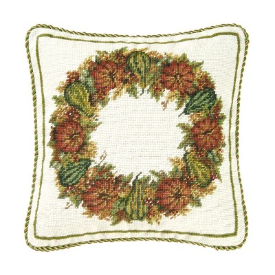 C&F Home Colonial Williamsburg Fall Wreath Needlepoint Pillow