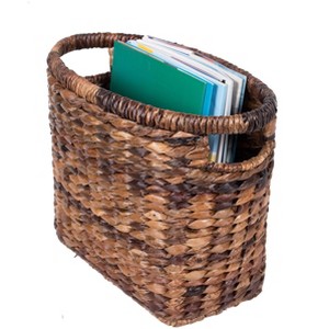 BIRDROCK HOME Sea Grass Storage Basket w/ Handles - Woven Decorative Organizer Bin for Living Room, Bathroom & Home Decor - Espresso - 1 of 4