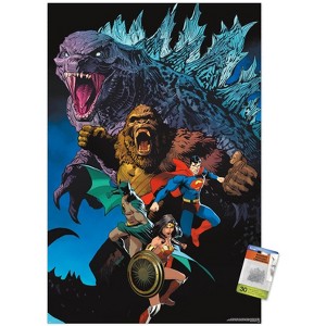 Trends International Justice League vs. Godzilla vs. Kong - Roar Unframed Wall Poster Prints - 1 of 4