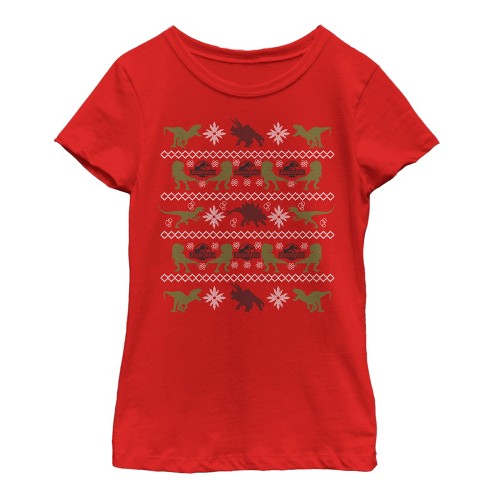 Girl's Jurassic World Ugly Christmas Velociraptor T-Shirt - image 1 of 4