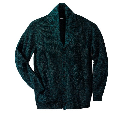 KingSize Men's Big & Tall Shaker Knit Shawl-Collar Cardigan Sweater - Big -  7XL, Navy Marl Blue
