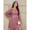 Maternity Dress Lantern Sleeve Crew Neck Tunic A-Line Swing Knit Dress Casual Loose Winter Pullover Sweater Midi Dresses - 4 of 4