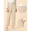 Allegra K Women's Business High Waist Elastic Waist Back Button Decor Straight Leg Pants - 2 of 4