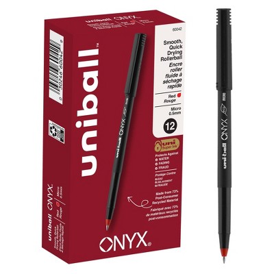 uni-ball Onyx Roller Ball Stick Dye-Based Pen Red Ink Micro Dozen 60042