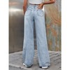 Women¡¯s Ripped Jeans High Waisted Distressed Baggy Straight Wide Leg Pants - 2 of 4