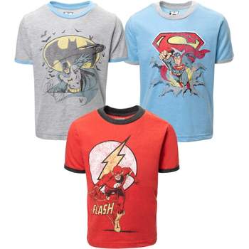 DC Comics Justice League The Flash Superman Batman 3 Pack T-Shirts Toddler 