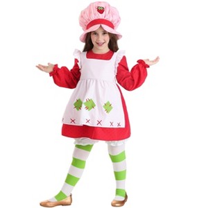HalloweenCostumes.com Medium Girl Girl's Strawberry Shortcake Costume | Kids Classic Strawberry Shortcake Halloween Costume,  White/Red/Green - 1 of 4