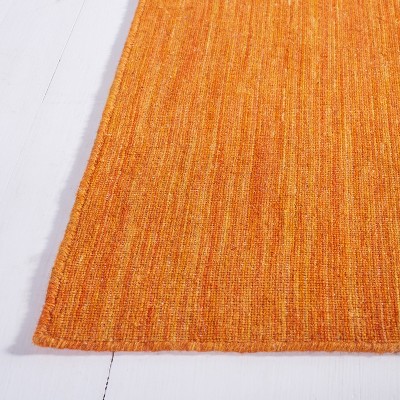 Handmade Orange Wool and Cotton Flat Woven Rug, 4' x 6'