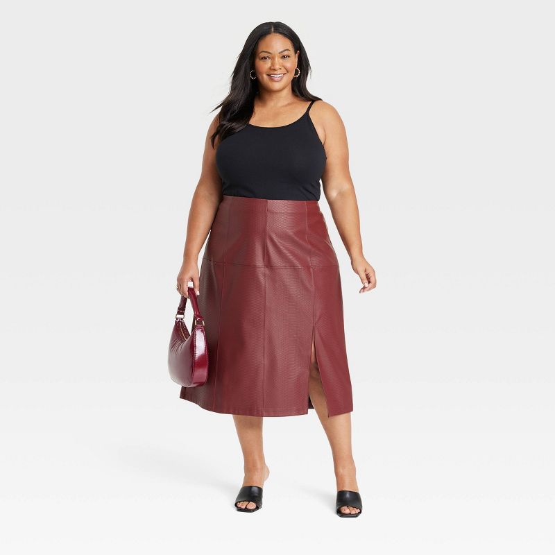 Women's Faux Leather A-Line Skirt - Ava & Viv™, 3 of 7