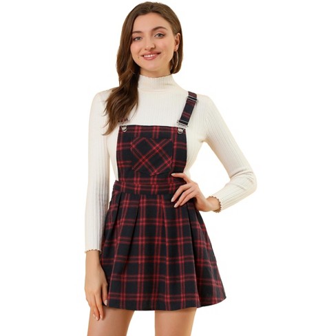 Allegra K Women's Checks Adjustable Strap Pinafore Overall