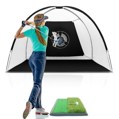 Costway Portable 10' Golf Practice Set Golf Hitting Net Cage W Target Bag  Ball Grass Mat : Target
